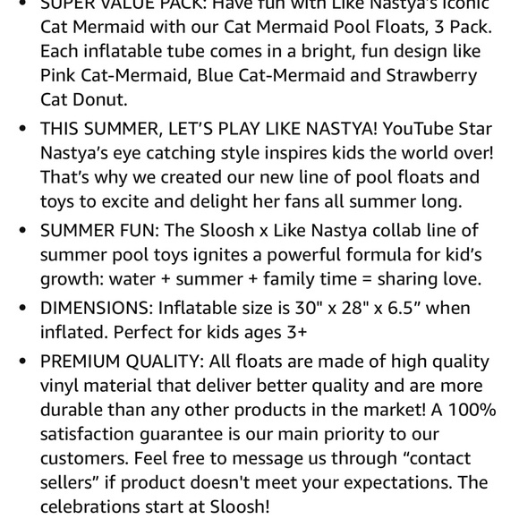 Pool floats, set of three, cat/mermaid fun poolside designs. Beach, pool, ocean. - Picture 4 of 4